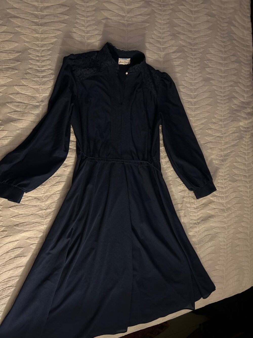 Vintage 70s Jane Baar New York navy long sleeve midi dress women size small or 4
